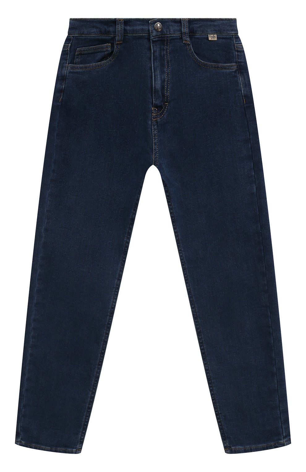 Детские джинсы IL GUFO темно-синего цвета, арт. A23PL388J0039/2A-4A | Фото 1 (Детали: Однотонный; Материал сплава: Проставлено; Нос: Не проставлено; Материал внешний: Хлопок)