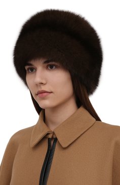 Женская шапка из меха норки и соболя FURLAND коричневого цвета, арт. 0195119710011100001 | Фото 2 (Материал: Натуральный мех)