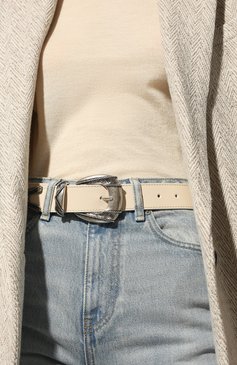 Женский кожаный ремень IRO кремвого цвета, арт. WM50M0SKA | Фото 2 (Материал: Натурал�ьная кожа)