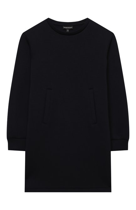 Детское платье EMPORIO ARMANI синего цвета, арт. 6H3A07/1JDSZ | Фото 1 (Материал внешний: Синтетический материал, Вискоза; Рукава: Длинные; Случай: Повседневный; Девочки Кросс-КТ: Платье-одежда; Ростовка одежда: 10 - 11 лет | 140 - 146см, 13 - 15 лет | 158 см, 16 лет | 164 см, 4 года | 104 см, 6 лет | 116 см, 7 лет | 122 см, 8 лет | 128 см, 9 лет | 134 см)