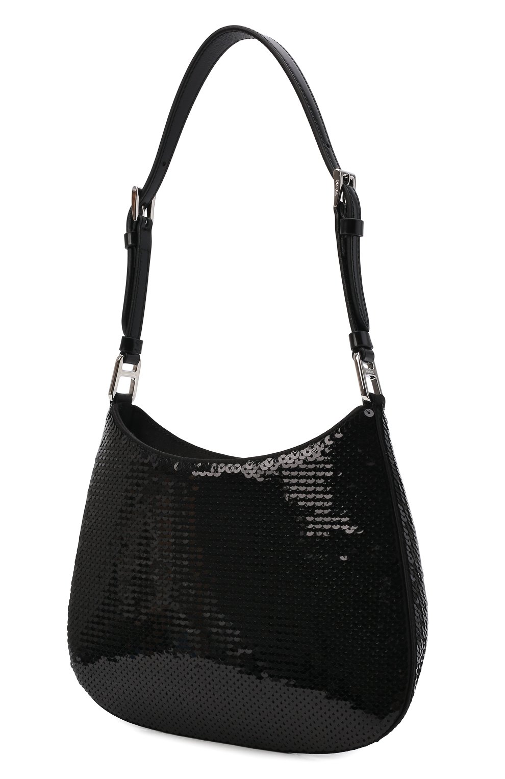 Женская сумка cleo PRADA черного цвета, арт. 1BC169-2DWY-F0967-HPO | Фото 4 (Сумки-технические: Сумки через плечо; Материал: Натуральная кожа; Ремень/цепочка: На ремешке; Размер: small)