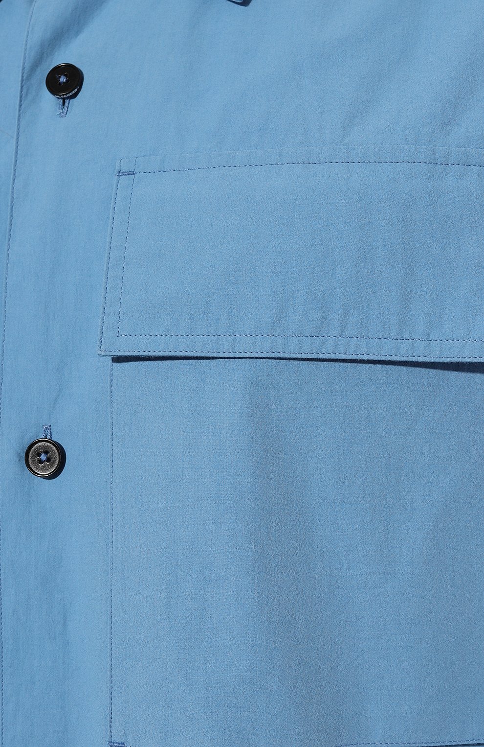 Мужская хлопковая руб ашка JIL SANDER голубого цвета, арт. J47DL0106/J45127 | Фото 5 (Рукава: Короткие; Случай: Повседневный; Длина (для топов): Стандартные; Материал сплава: Проставлено; Материал внешний: Хлопок; Принт: Однотонные; Воротник: Отложной; Драгоценные камни: Проставлено; Стили: Минимализм)