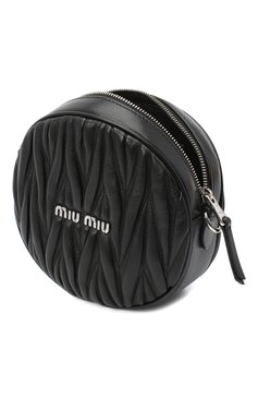 Женская сумка MIU MIU черного цвета, арт. 5BH191-2CE3-F0002-NOY | Фото 4 (Сумки-технические: Сумки через плечо; Материал: Натуральная кожа; Размер: mini; Ремень/цепочка: На ремешке)