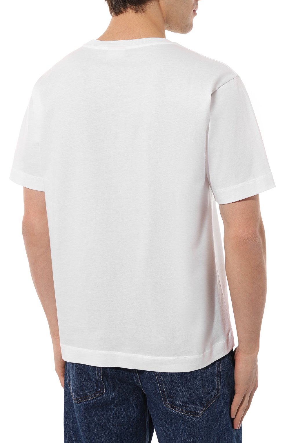 Мужская хлопковая футболка DRIES VAN NOTEN белого цвета, арт. 231-021133-6600 | Фото 4 (Принт: Без принта; Рукава: Короткие; Длина (для топов): Стандартные; Материал внешний: Хлопок; Стили: Кэжуэл)