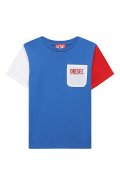 Детская хлопковая футболка DIESEL синего цвета, арт. J01296/0DAYD | Фото 1 (Материал сплава: Проставлено; Материал внешний: Хлопок; Драгоценные камни: Проставлено)