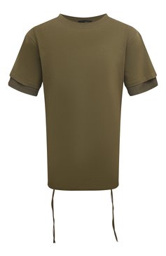 Мужская хлопковая футболка ANDREA YA'AQOV хаки цвета, арт. 23M0PV19 | Фото 1 (Принт: Без принта; Рукава: Короткие; Длина (для топов): Стандартные; Стили: Милитари; Материал внешний: Хлопок)