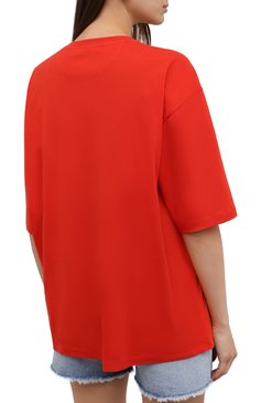 Женская хлопковая футболка VALENTINO оранжевого цвета, арт. WB3MG14W6K7 | Фото 4 (Принт: Без принта; Рукава: Короткие, 3/4; Длина (для топов): Стандартные; Материал сплава: Проставлено; Материал внешний: Хлопок; Стили: Спорт-шик; Женское Кросс-КТ: Футболка-одежда; Драгоценные камни: Проставлено)