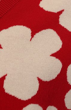 Женский пуловер из шерсти и хлопка KENZO красного цвета, арт. FC62PU3263CO/21 | Фото 5 (Материал внешний: Шерсть, Хлопок; Рукава: Длинные; Длина (для топов): Стандартные; Принт: С принтом; Материал сплава: Проставлено; Женское Кросс-КТ: Пуловер-одежда; Драгоценные камни: Проставлено; Стили: Кэжуэл)
