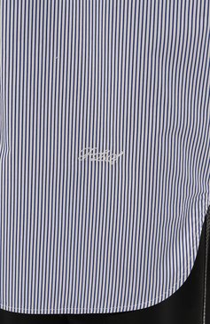Женская хлопковая рубашка PHILOSOPHY DI LORENZO SERAFINI голубого цвета, арт. 0212/2158 | Фото 5 (Рукава: Длинные; Женское Кросс-КТ: Рубашка-одежда; Принт: С принтом; Длина (для топов): Удлиненные; Материал сплава: Проставлено; Материал внешний: Хлопок; Стили: Классический; Драгоценные камни: Проставлено)