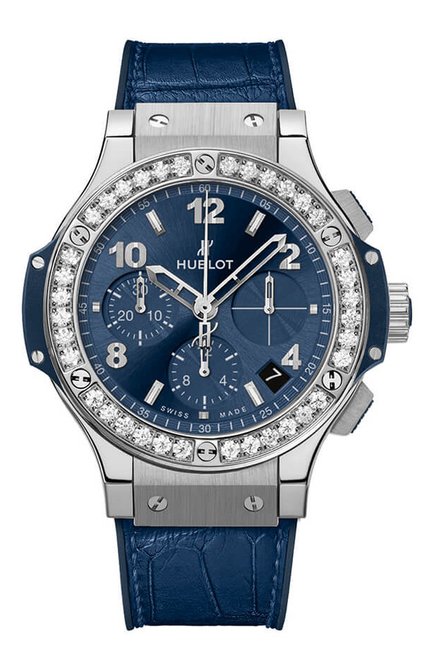 Женские часы big bang steel blue diamonds HUBLOT бесцветного цвета, арт. 341.SX.7170.LR.1204 | Фото 1 (Цвет циферблата: Синий; Механизм: Автомат; Материал корпуса: Сталь)
