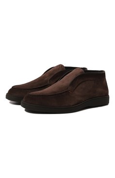 Мужские замшевые ботинки SANTONI темно-коричневого цвета, арт. MGDG17823SM0AGEXT50 | Фото 1 (Материал утеплителя: Натуральный мех; Мужское Кросс-КТ: Ботинки-обувь, зимние ботинки; Подошва: Плоская; Материал внешний: Замша)