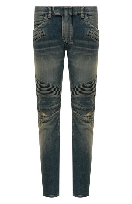 Мужские джинсы-скинни с потертостями BALMAIN синего цвета по цене 121000 руб., арт. P0H/T551/C710V | Фото 1