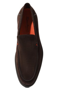 Мужские замшевые лоферы SANTONI темно-коричневого цвета, арт. MGDG17824SM0KSJ1 | Фото 6 (Материал внутренний: Натуральная кожа; Материал сплава: Проставлено; Нос: Не проставлено; Материал внешний: Замша; Стили: Кэжуэл)