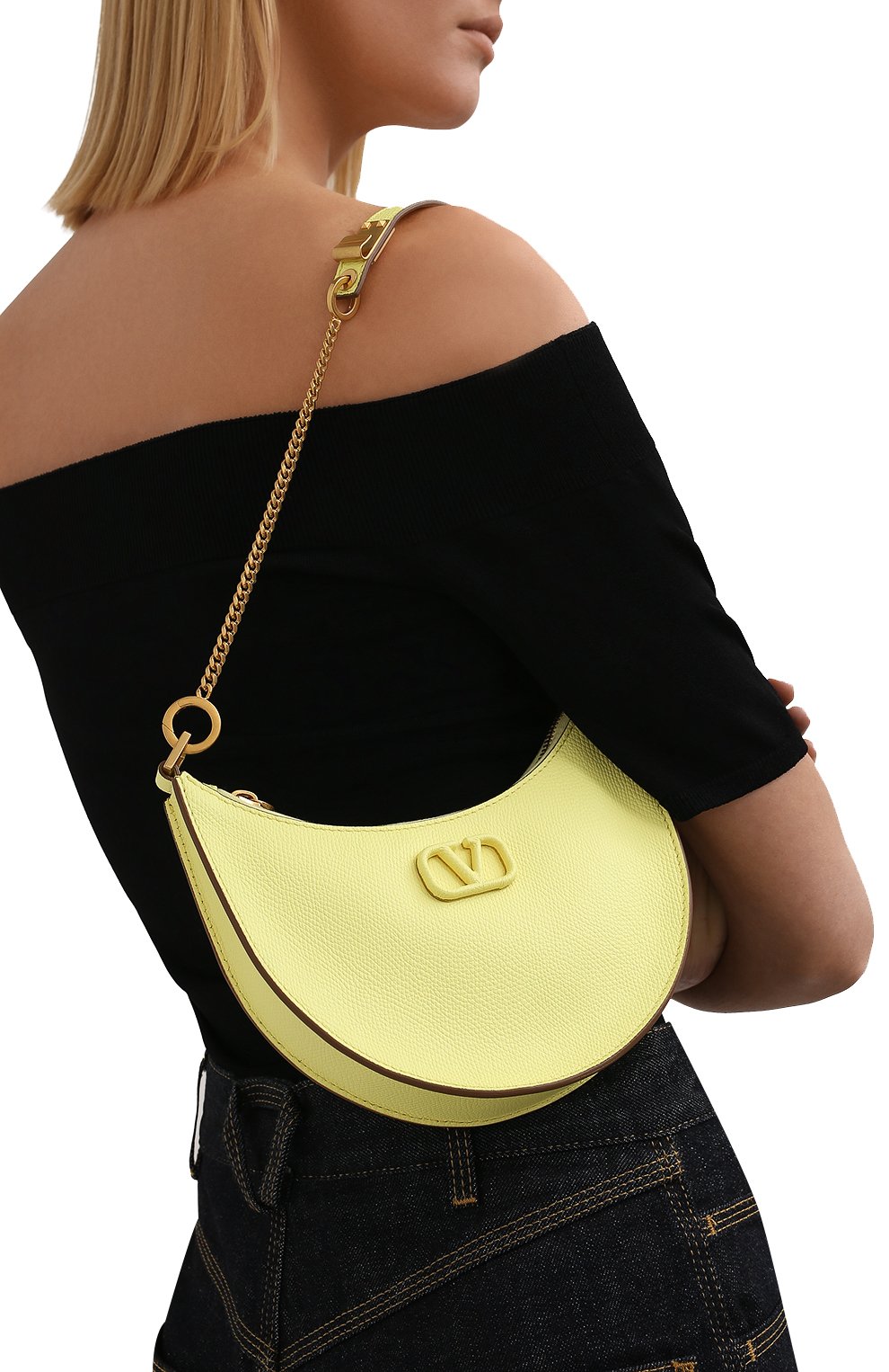 Женская сумка vsling mini VALENTINO желтого цвета, арт. WW2P0W19/RQR | Фото 5 (Сумки-технические: Сумки через плечо; Материал: Натуральная кожа; Размер: mini)