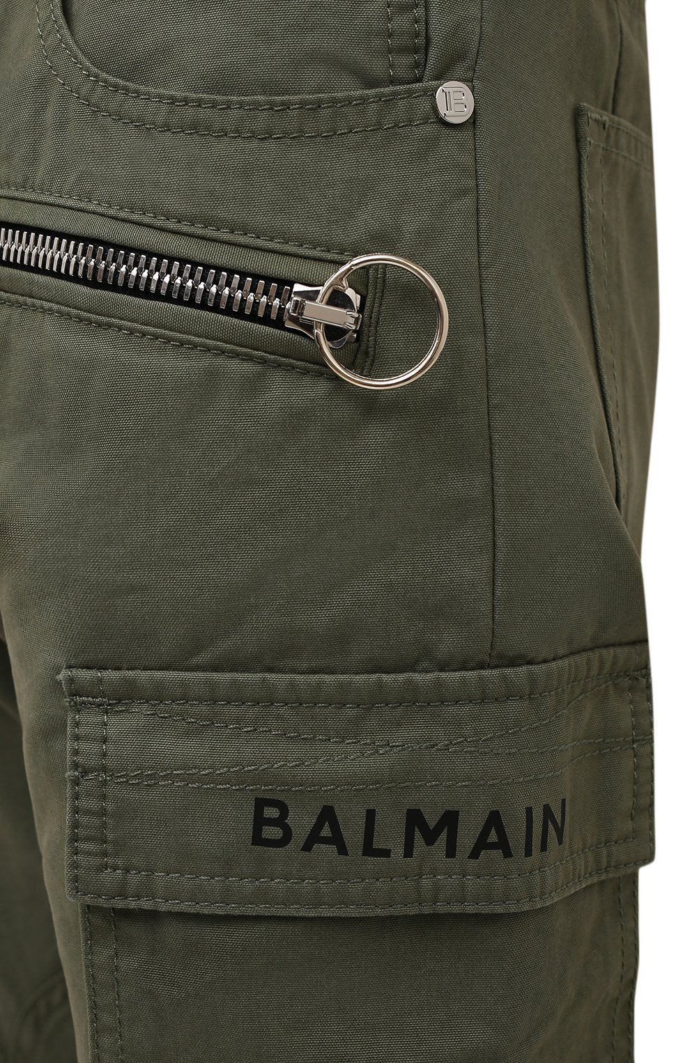 Мужские джинсы BALMAIN хаки цвета, арт. WH0MG060/162D | Фото 5 (Силуэт М (брюки): Узкие; Кросс-КТ: Деним; Длина (брюки, джинсы): Стандартные; Стили: Гранж; Материал внешний: Хлопок)