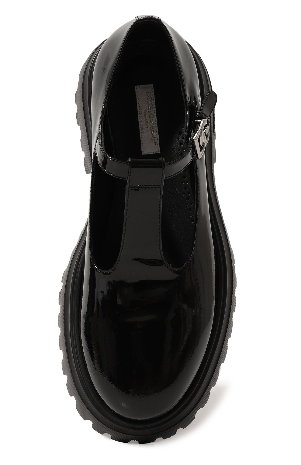 Детские кожаные туфли DOLCE & GABBANA черного цвета, арт. D11169/A1344/29-36 | Фото 4 (Материал внутренний: Натуральная кожа; Материал сплава: Проставлено; Нос: Не проставлено)