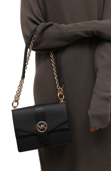 Женская сумка karlie MICHAEL MICHAEL KORS черного цвета, арт. 32S1GGRC0L | Фото 2 (Ремень/цепочка: На ремешке; Материал: Натуральная кожа; Размер: mini; Сумки-технические: Сумки через плечо)