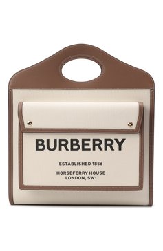 Женская сумка pocket BURBERRY бежевого цвета, арт. 8039362 | Фото 1 (Сумки-технические: Сумки top-handle; Материал: Текстиль; Размер: large)