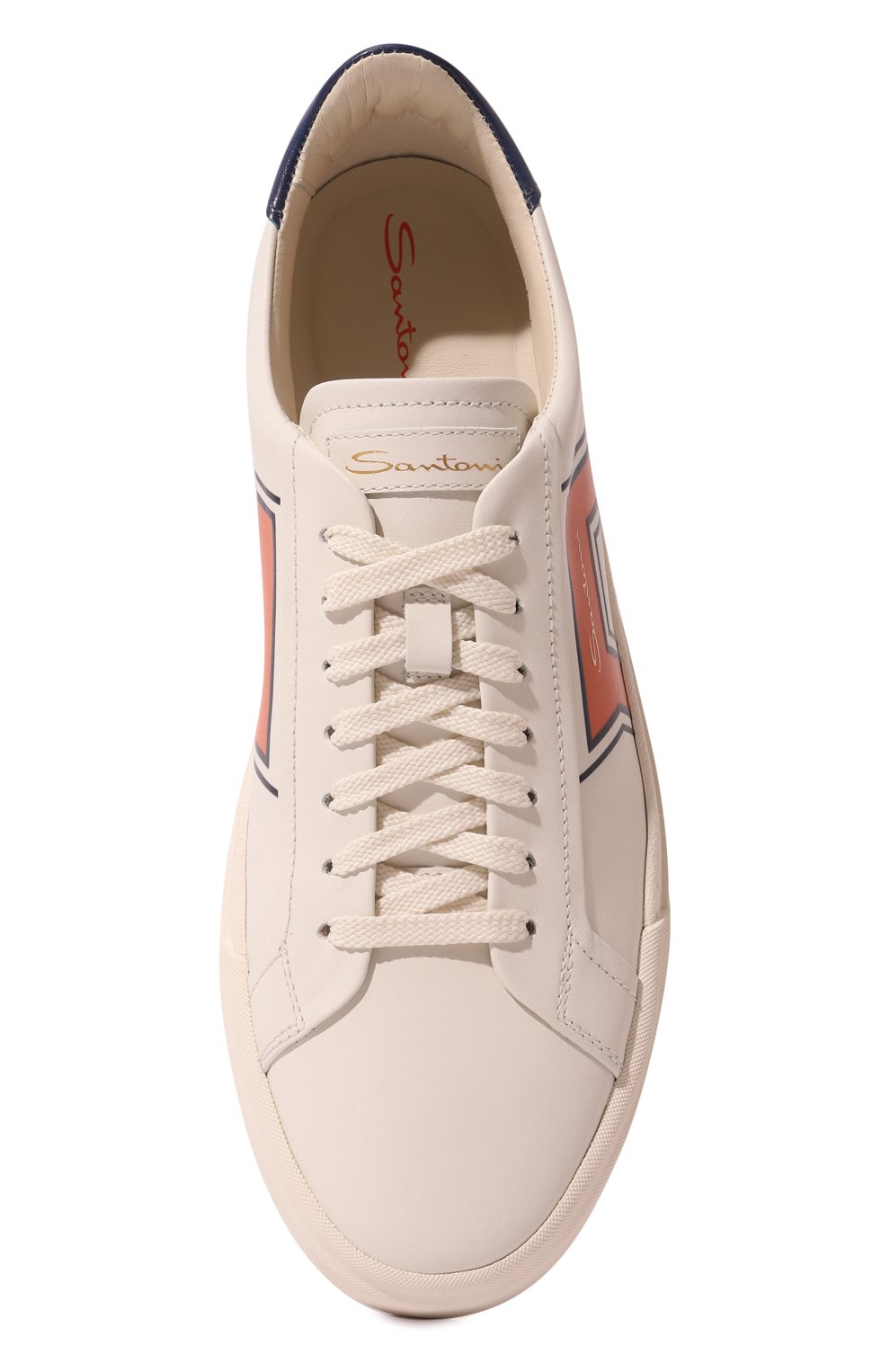 Мужские кожаные кеды SANTONI белого цвета, арт. MBGT21858PNNGSU2I48 | Фото 6 (Материал внутренний: Натуральная кожа; Стили: Классический; Материал утеплителя: Без утеплителя; Подошва: Массивная)