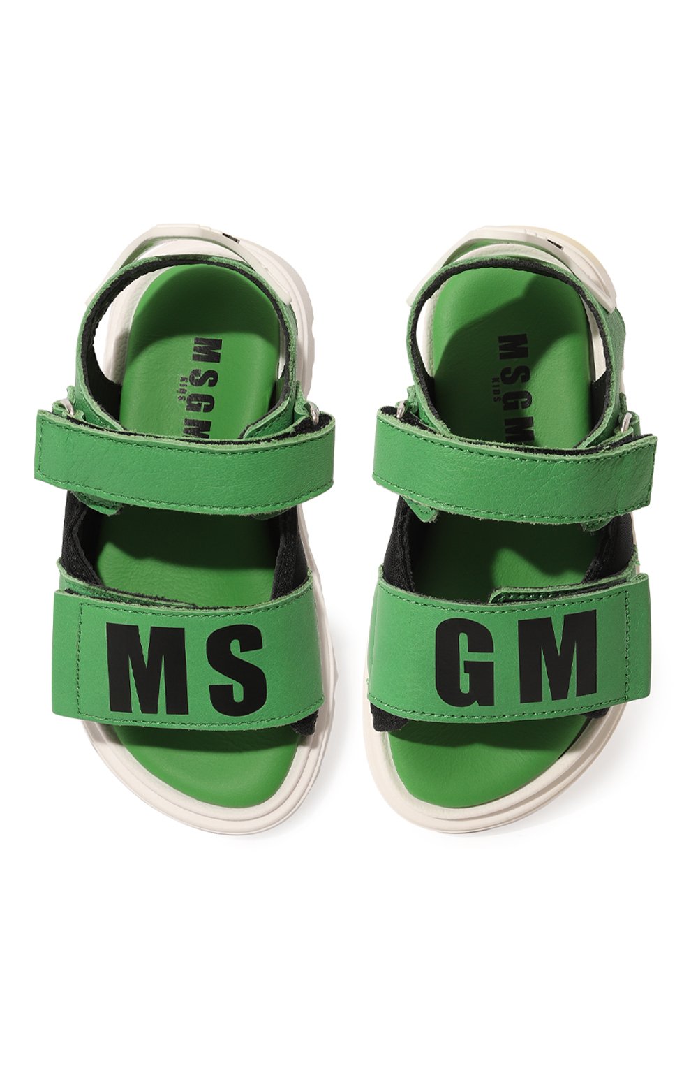 Детские кожаные сандалии MSGM KIDS зеленого цвета, арт. 73998/20-27 | Фото 4 (Материал внутренний: Натуральная кожа)