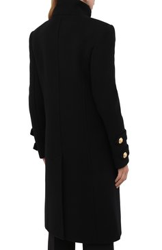 Женское пальто из шерсти и кашемира BALMAIN черного цвета, арт. WF1UC000/W006 | Фото 4 (Материал внешний: Шерсть; Рукава: Длинные; Стили: Гламурный; Длина (верхняя одежда): До колена; Материал подклада: Вискоза; 1-2-бортные: Двубортные)