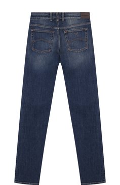 Детские джинсы EMPORIO ARMANI темно-синего цвета, арт. 8N4J45/1V0MZ | Фото 2 (Материал внешний: Хлопок; Статус проверки: Проверена категория)