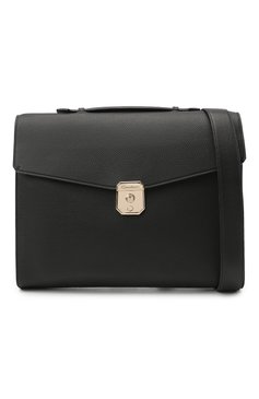 Мужской кожаный портфель SANTONI черного цвета, арт. UFBBA1992F0-HMA1N01 | Фото 6 (Материал: Натуральная кожа; Ремень/цепочка: На ремешке; Размер: large)