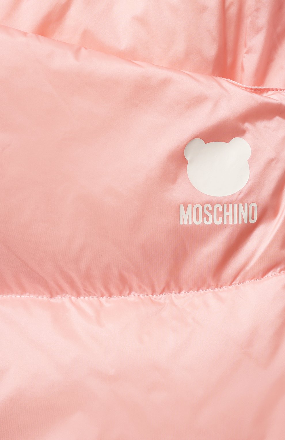 Детский пуховый конверт MOSCHINO розового цвета, арт. MME00D/L3A22 | Фото 3 (Тематический товар: Teddy Bear; Материал:  Текстиль, Синтетический материал)